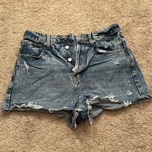 High Rise Cutoff Denim Shorts